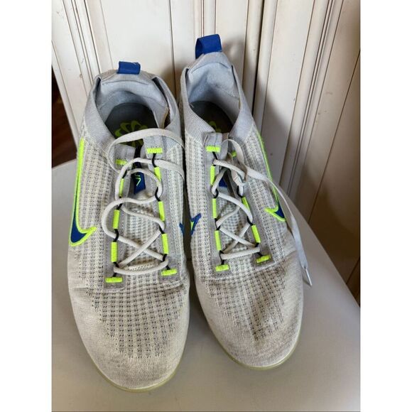 Nike Men's VaporMax 2021 Flyknit Athletic Sneakers White Blue Size 11 - Picture 9 of 15
